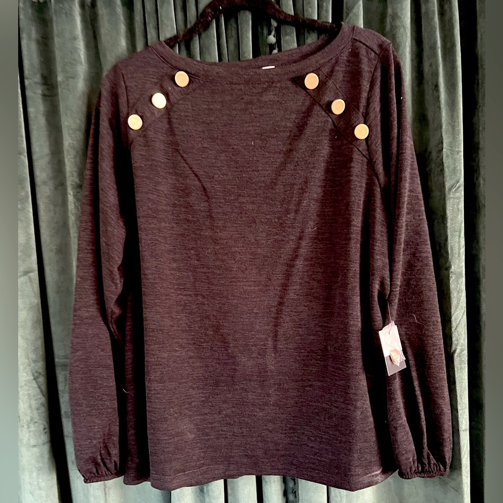NWT Black ELOQUII Thin Knit Sweater w/Buttons